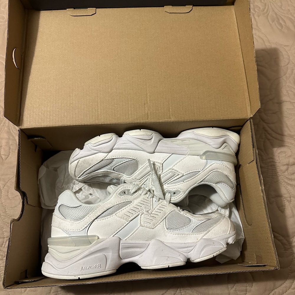 New Balance Kids' White and Gray Sneakers